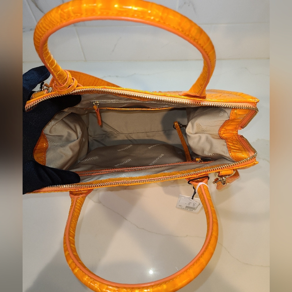 Brahmin Orange Croc-Embossed Tote - Picture 12 of 16